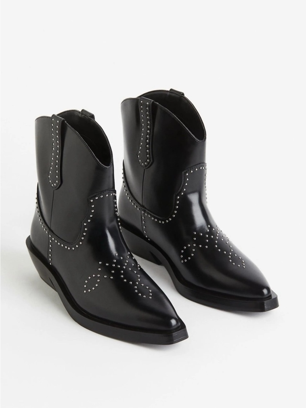 H&M Black Studded Cowboys Boots